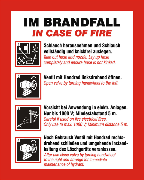 Handhabungsfolie Wandhydrant, angepasst an neue DIN 14461