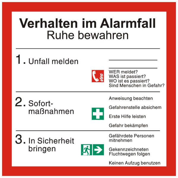 Verhalten im Alarmfall nach ISO 7010