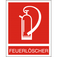 Kombischild "Feuerlöscher" nach BGV A8 / F 05 mit Text "Feuerlöscher"