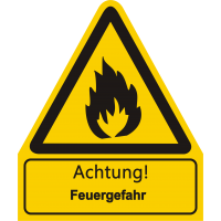 Kombischild "Achtung! Feuergefahr" mit Symbol nach BGV A 8