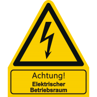 Warnkombischild "Achtung! Elektrischer Betriebsraum", "Warnung vor gefährlicher elektrischer Spannun