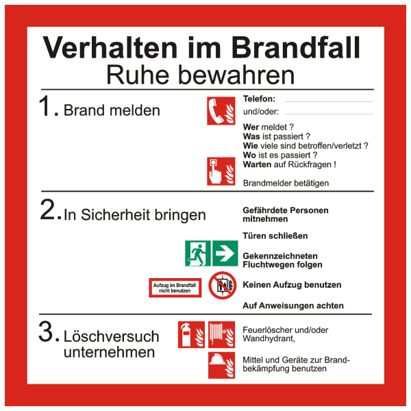 Verhalten im Brandfall nach ISO 7010