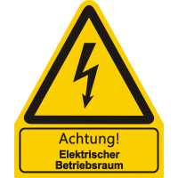 Kombischild "Achtung! Elektrischer Betriebsraum" mit Symbol nach BGV A 8