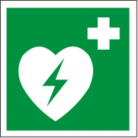 Schild "Automatisierter Externer Defibrillator" nach ISO 7010 E 010