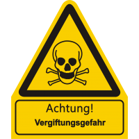 Kombischild "Achtung! Vergiftungsgefahr" mit Symbol nach BGV A 8